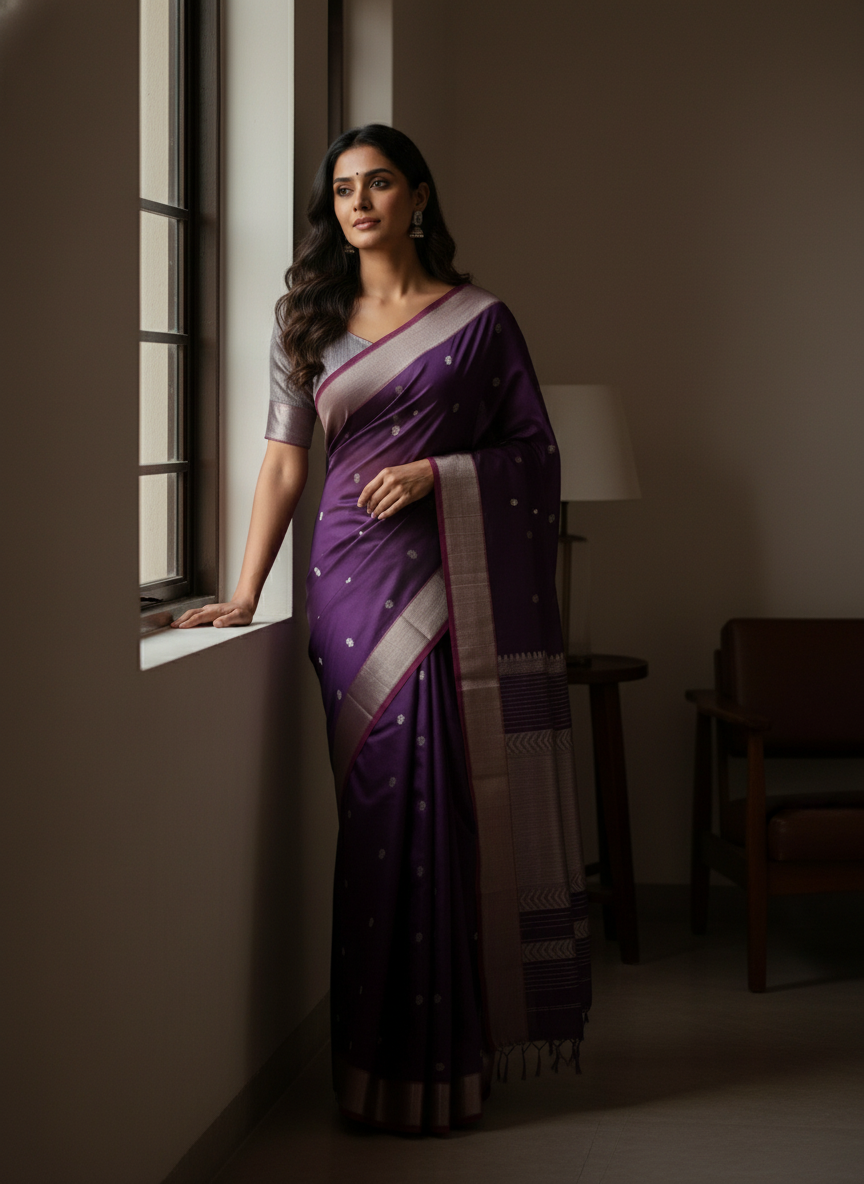 Maheshwari Handloom saree-MAH01-00042-03-PRL