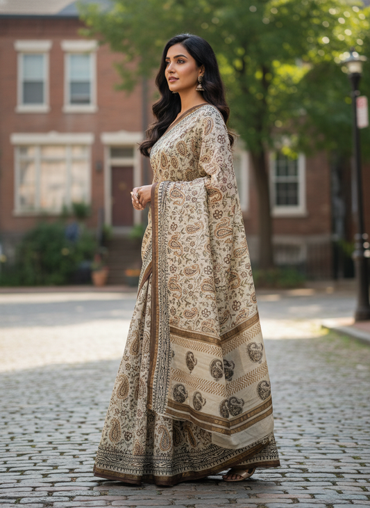 Maheshwari Handloom saree-MAH01-00122-02-BRN