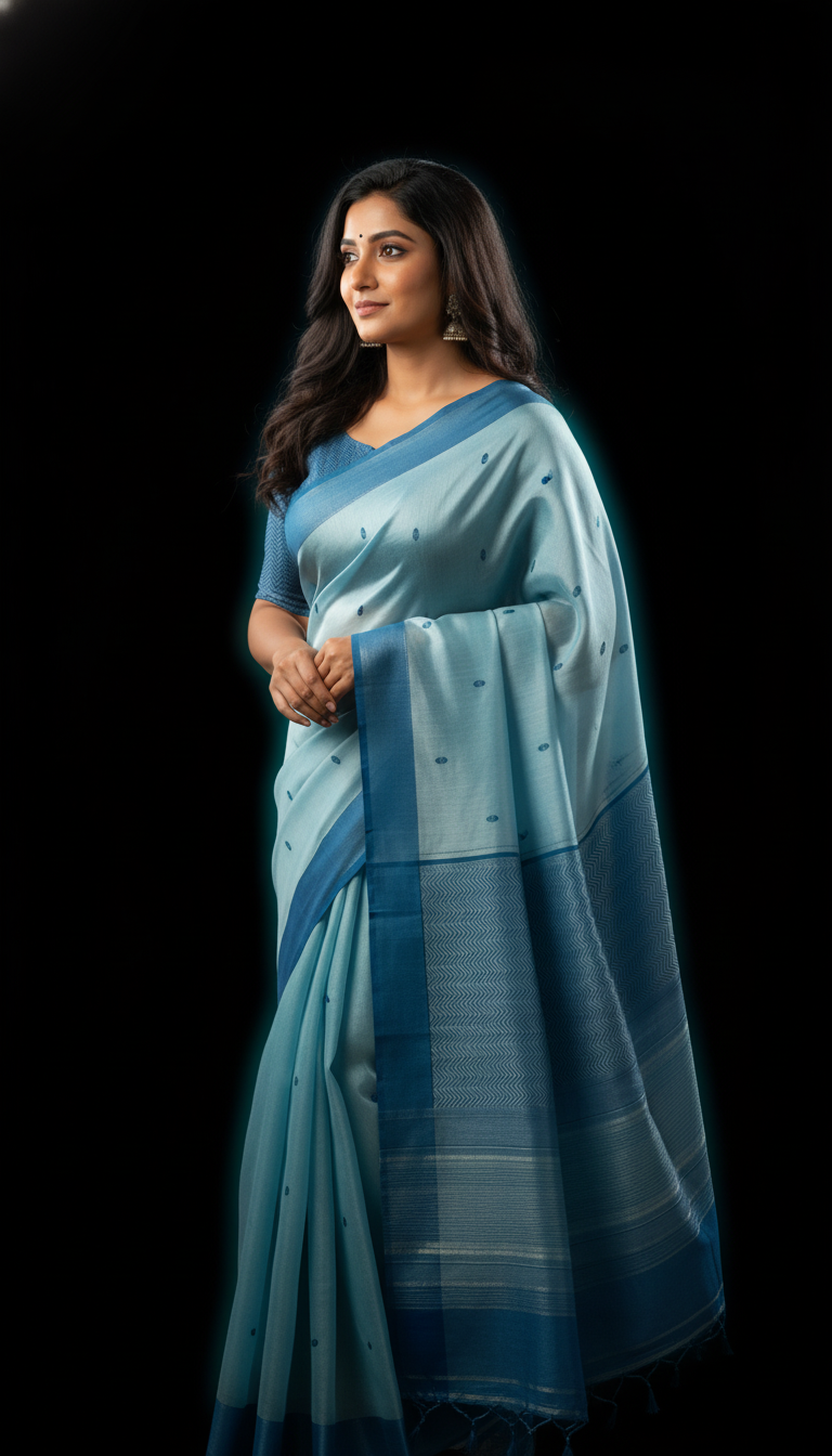 Maheshwari Handloom saree-MAH01-00042-02-BLU