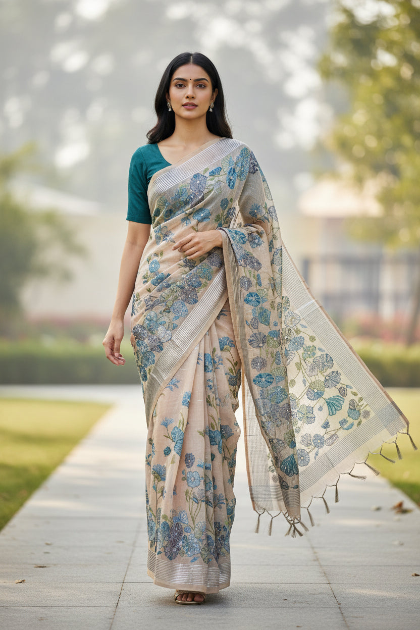 Muga Silk Saree ASM01-00001-01-GRN